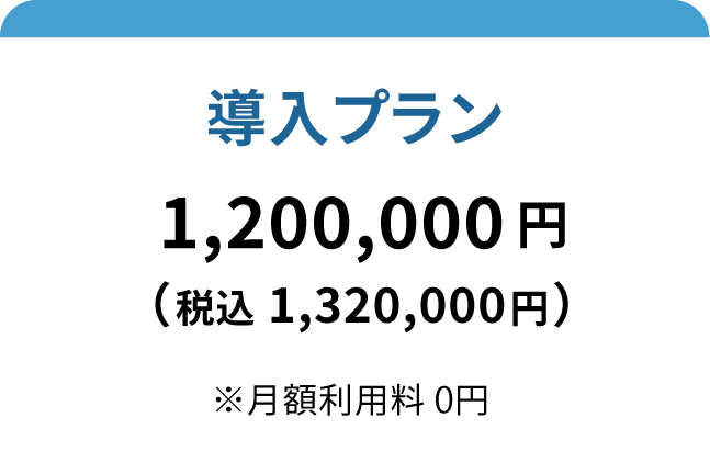 基本プラン 1,000,000円(税込1,100,000円)　※月額利用料 0円